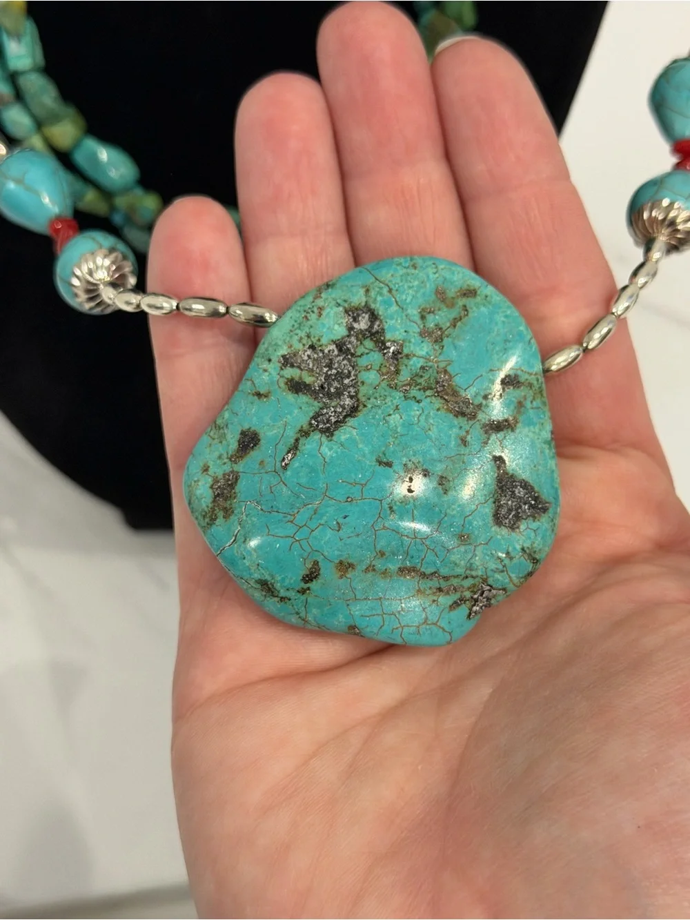 Turquoise Statement Necklace with Beaded Accents
